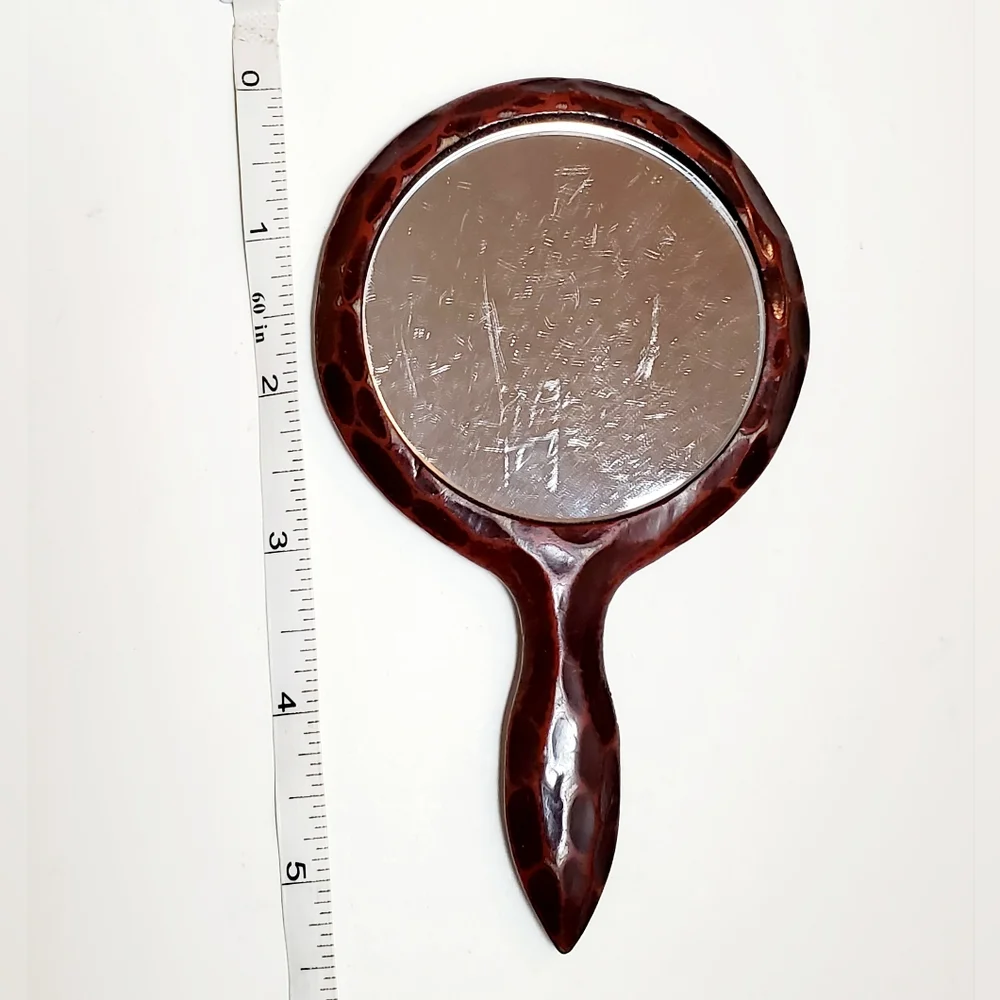 Vintage Handcarved Small Hand Mirror